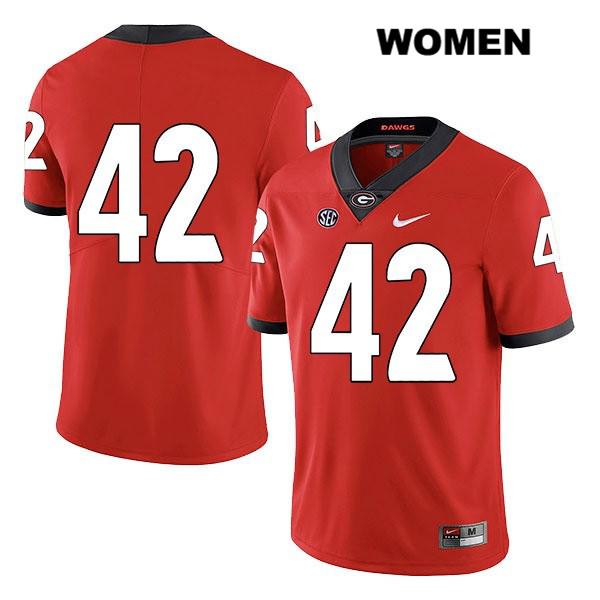 Georgia Bulldogs Women's Jake Skole #42 NCAA No Name Legend Authentic Red Nike Stitched College Football Jersey LWZ8156YH